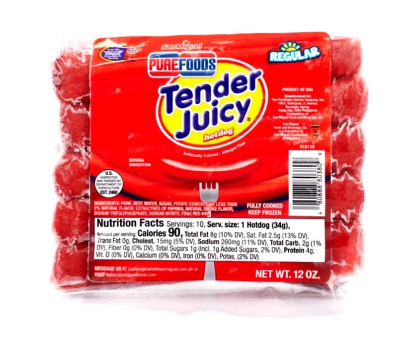 San Miguel Pure Foods Regular Tender Juicy Hotdog (10 pcs.) - 12 