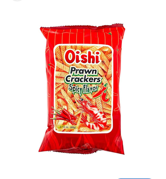 Oishi Prawn Crackers, Spicy Flavor - 3.17 oz