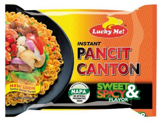 Lucky Me! Pancit Canton Sweet & Spicy Flavor Chow Mein Noodles 2.12 oz (60 g)