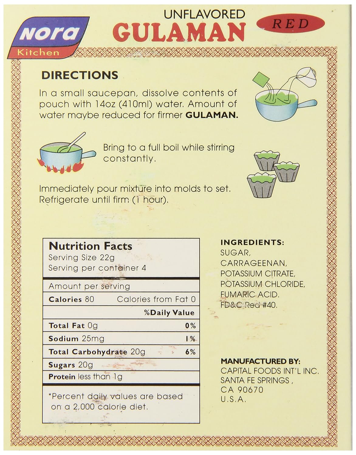 Nora Kitchen Red Unflavored Gulaman 3.17 oz (90 g)