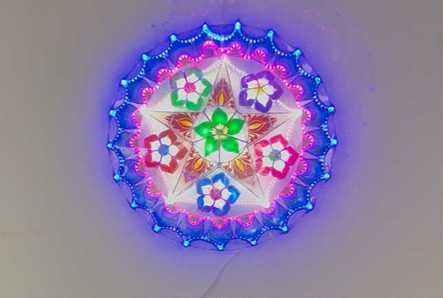 Christmas Capiz Parol 19" LED light 2 kg Blue/Red TALA