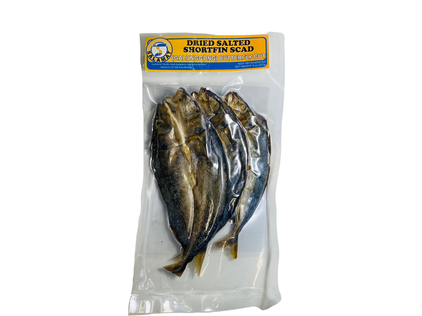Salamat Galunggong Butterfly-Cut (Dried Salted Shortfin Scad) - 8 oz
