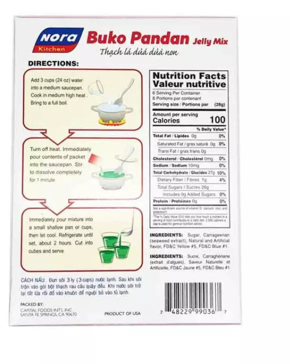 Nora Kitchen Buko Pandan Jelly Mix Young Coconut Pandan Flavor 5.9 oz (168 g)