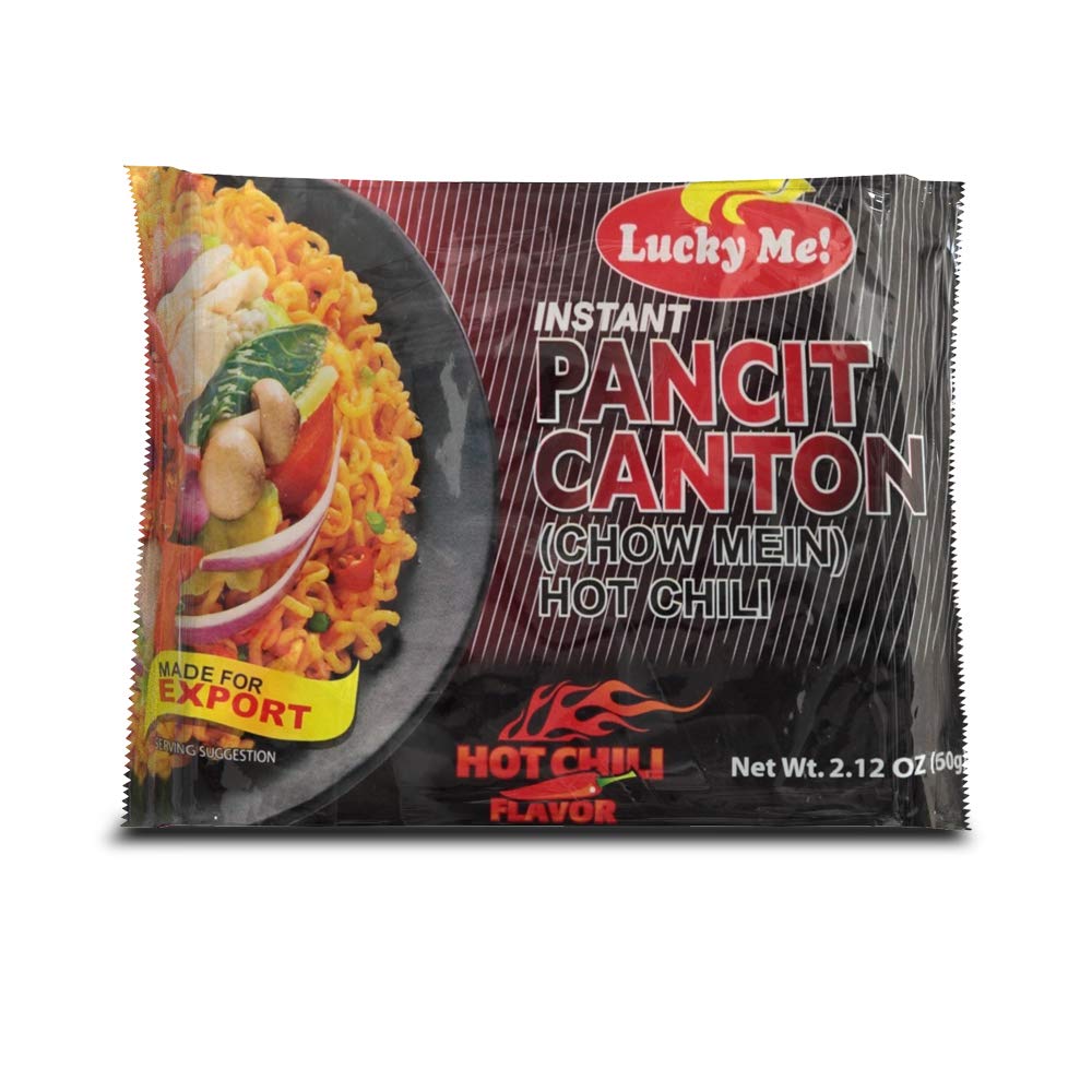 Lucky Me! Pancit Canton Hot Chili Flavor Chow Mein Noodles 2.12 oz (60 g)