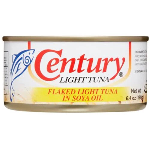 Century Light Tuna, Flaked Light Tuna in Soya Oil - 6.4 oz