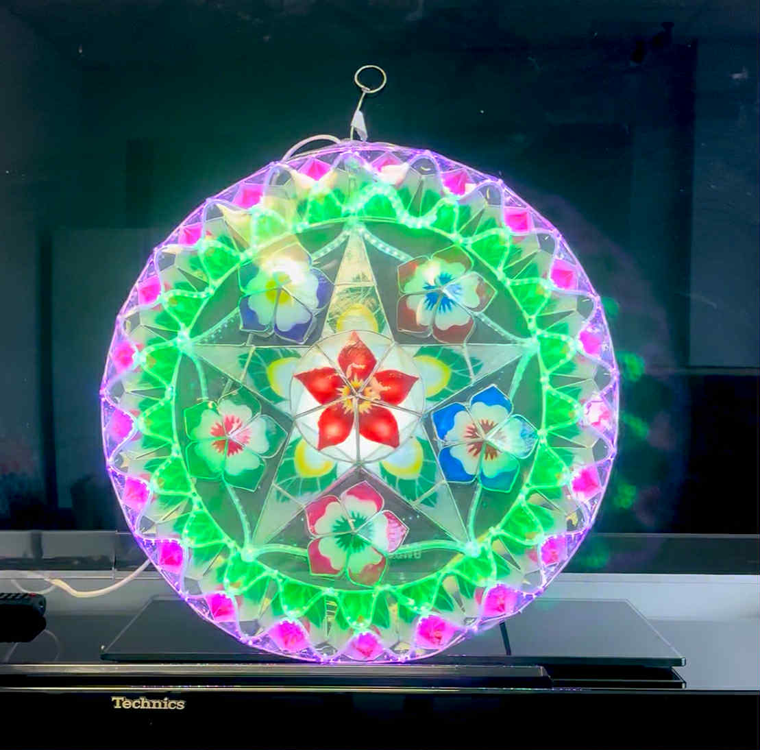 Christmas Capiz Parol 19" LED light 2 kg Pink/Green TALA